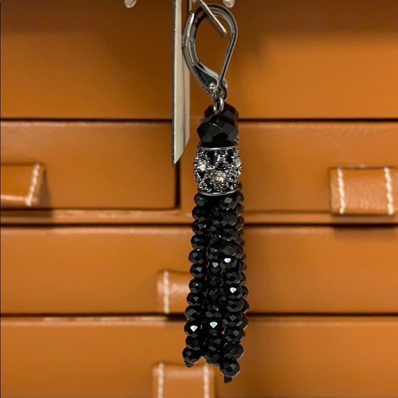 Napier black beaded tassel earrings - Picture 3 of 6